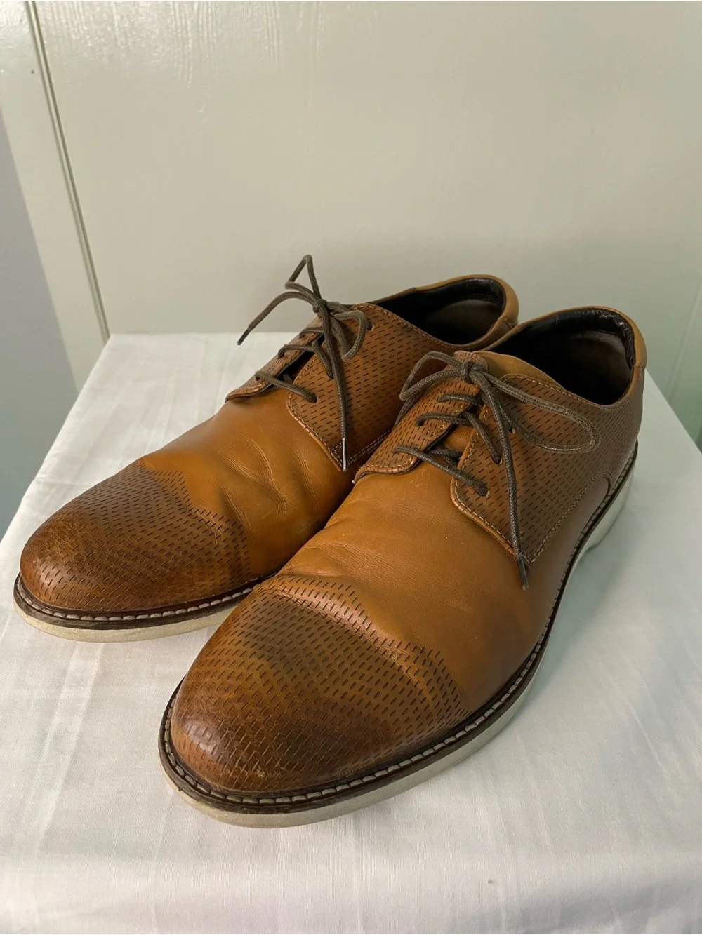 Johnston & Murphy Brown Leather Cap Toe Oxfords 10.5M